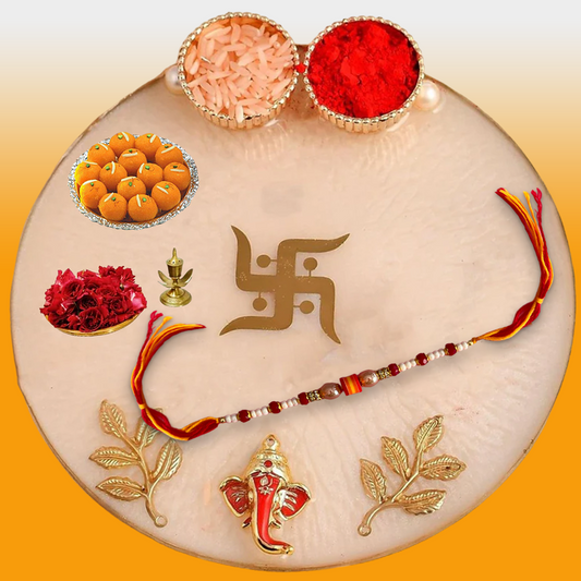 Red Crystal Rakhi for Brother